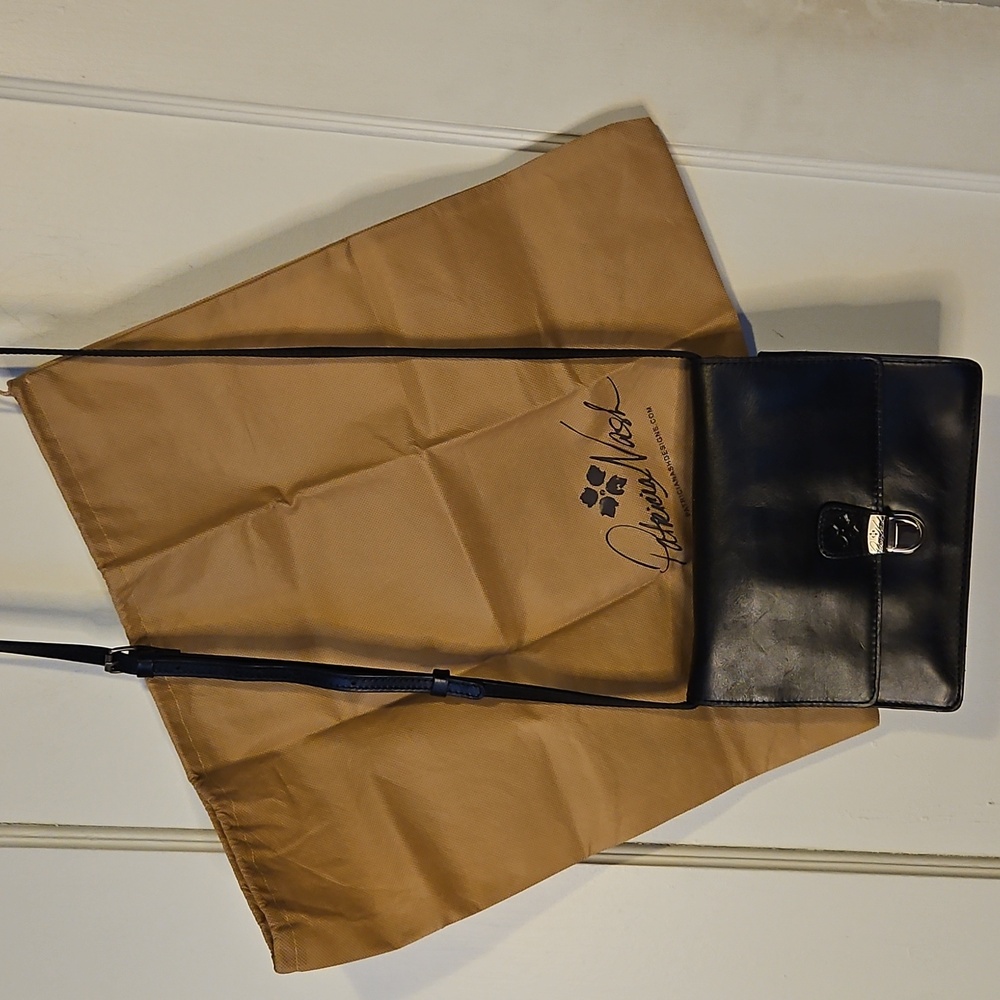 Women's Patricia Nash Lanza Black Leather Crossbody Bag with New Dust Bag